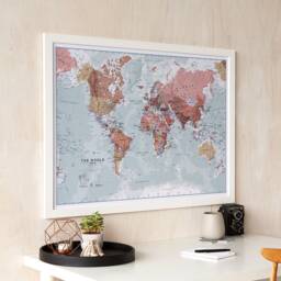 Wall Map Art World Executive - Home Decor, Bedroom, Push Pin Map, World Gift For Him, Her, Living Room, Free Shipping - thumbnail 3