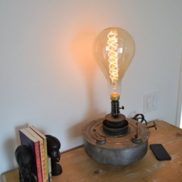 Vintage Kerosene Heater Base Large Bulb Table Lamp - thumbnail 3