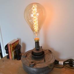 Vintage Kerosene Heater Base Large Bulb Table Lamp - thumbnail 2
