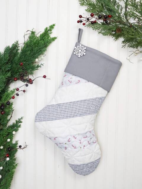 Personalized Quilted Christmas Stocking Patchwork Design, Farmhouse Decor - image 1