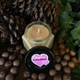 Sandalwood Handmade Hand Poured 4 Oz Soy Candle in Glass Hexagon Jar With Black Metal Lid - thumbnail 2