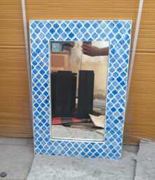 Blue Bone Inlay Designer Mirror Frame With Free Mirror - thumbnail 1