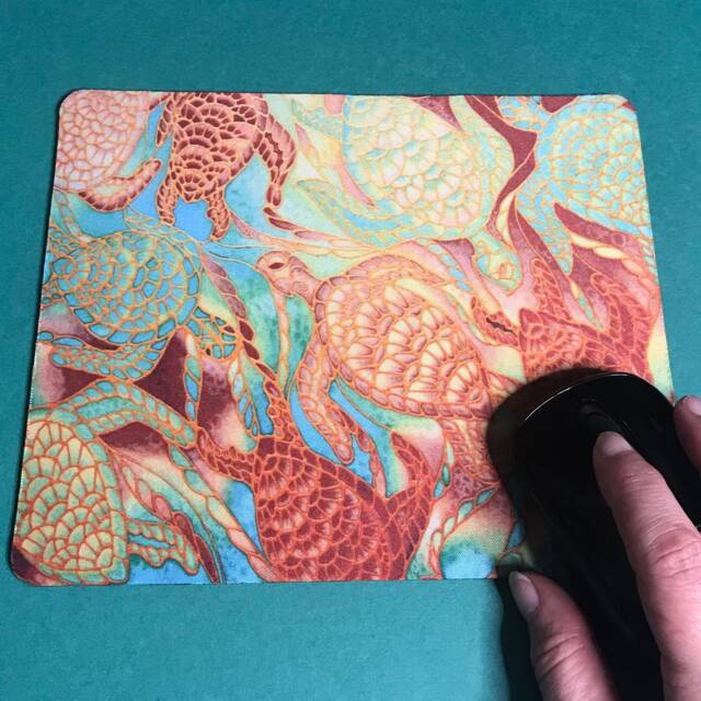 Swimming Turtles Mouse Mat - Green & Caramel Office Decor Fun Desk Accessory Turtle Computer Pad Gift For Coworker Teacher - image 1