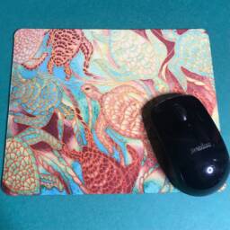 Swimming Turtles Mouse Mat - Green & Caramel Office Decor Fun Desk Accessory Turtle Computer Pad Gift For Coworker Teacher - thumbnail 2