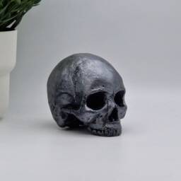 Solid Mini Human Skull Brushed Iron Effect Ornament Small Replica Plaster Of Paris Skull - thumbnail 2