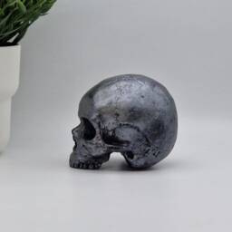 Solid Mini Human Skull Brushed Iron Effect Ornament Small Replica Plaster Of Paris Skull - thumbnail 4