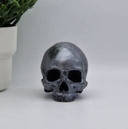 Solid Mini Human Skull Brushed Iron Effect Ornament Small Replica Plaster Of Paris Skull - thumbnail 1