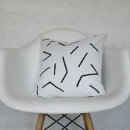 White Linen Pillow Cover With Black Line Print/Block Printed Geometric Decorative Throw Cushion Bedding Accent Neutral Euro Lumbar - thumbnail 3