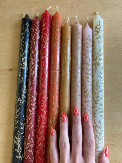 Gold Leaf Engraved Taper Candles - image 1