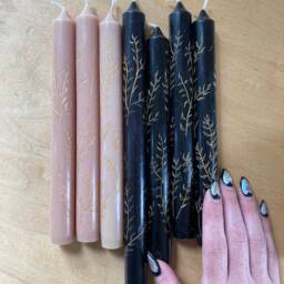 Gold Leaf Engraved Taper Candles - thumbnail 2