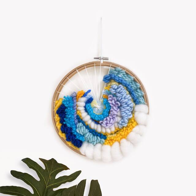 Colorful Circular Woven Wall Hanging Handmade Fiber Art Decor - image 1