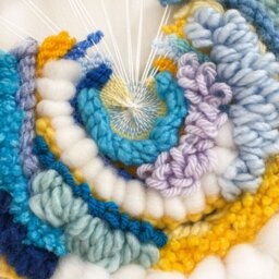 Colorful Circular Woven Wall Hanging Handmade Fiber Art Decor - thumbnail 4