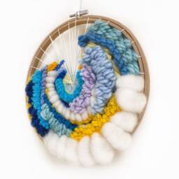 Colorful Circular Woven Wall Hanging Handmade Fiber Art Decor - thumbnail 3