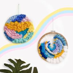 Colorful Circular Woven Wall Hanging Handmade Fiber Art Decor - thumbnail 2