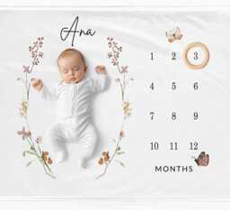 Personalised Girl Milestone Blanket Custom Baby Monthly Gift - thumbnail 1