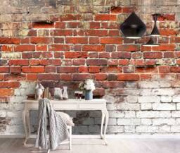 3D Red Brick Wallpaper, Dirty Paint Wall Mural, Peel & Stick