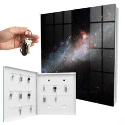 Galactic Mystery Wall Mounted Key Cabinet, Black Box For Wall, Abstract Cosmos, Space Lovers - thumbnail 2