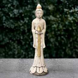 Outdoor Chinese Woman Sculpture Concrete Elegant Oriental Lady Statue Stone Ornament Cement Buddha Decoration Handmade Asian Art - thumbnail 1