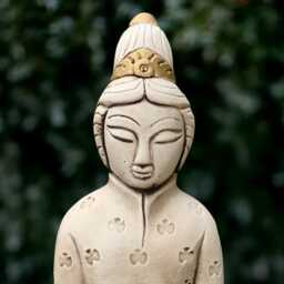 Outdoor Chinese Woman Sculpture Concrete Elegant Oriental Lady Statue Stone Ornament Cement Buddha Decoration Handmade Asian Art - thumbnail 4