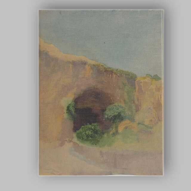 Soft Watercolour Coastal Cliff Cave Landscape Painting Canvas Wall Art Print Decor Picture Ready To Hang - image 1