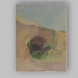 Soft Watercolour Coastal Cliff Cave Landscape Painting Canvas Wall Art Print Decor Picture Ready To Hang - thumbnail 1