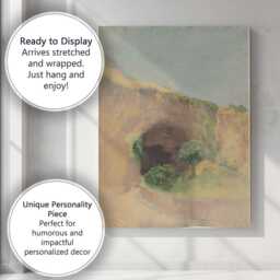 Soft Watercolour Coastal Cliff Cave Landscape Painting Canvas Wall Art Print Decor Picture Ready To Hang - thumbnail 3