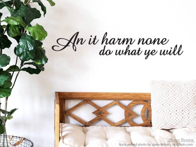 Wiccan Rede Vinyl Wall Art, Pagan Decal, An It Harm None, Witches Decor - image 1