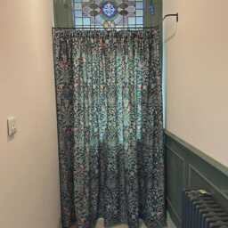 Handcrafted Wrought Iron L-Shaped Door Curtain Rail, Matt Black Finish, UK Made - thumbnail 2