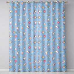 Cute Rainbow Bunny Flower Easter Egg Seamless Pattern Blue Background Readymade Eyelet Ring Top Thermal 100% Blackout Curtains - thumbnail 2