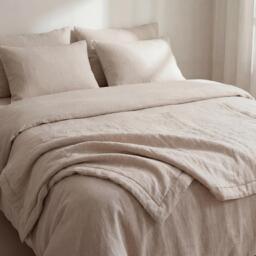 Natural Linen Blanket, Bedspread King, Queen, Double, Twin, Single Size, Custom Comforter Bed Cover