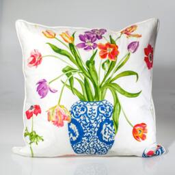 Painter's Garden Floral Pillow Cover Sanderson Fabric, 24x24 - thumbnail 1