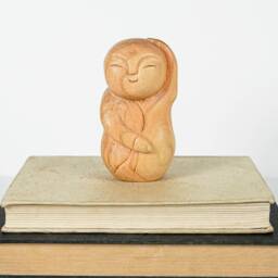 Dancing Jizo Statue, Buddha Sculpture, Wood Figurine, Unique, Greeting, Wooden Jizo, Handmade Decoration, Gift For Him, Teacher - thumbnail 4
