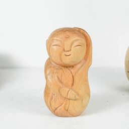 Dancing Jizo Statue, Buddha Sculpture, Wood Figurine, Unique, Greeting, Wooden Jizo, Handmade Decoration, Gift For Him, Teacher - thumbnail 3