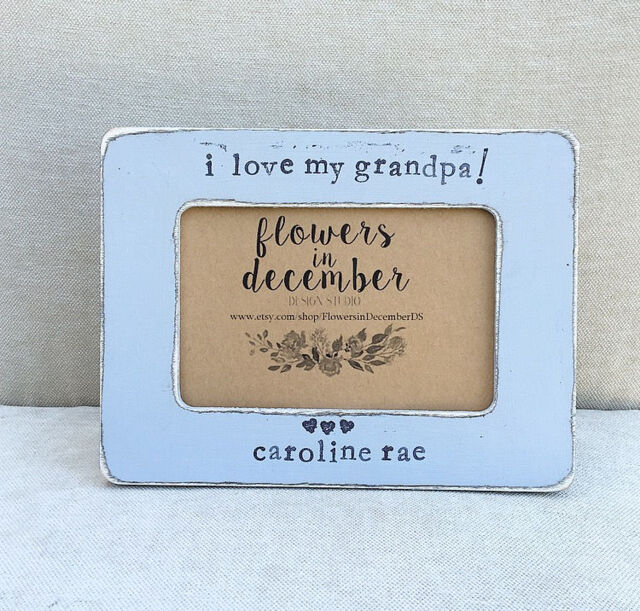 Personalized Grandpa Picture Frame Hand Stamped Vintage Style - image 1