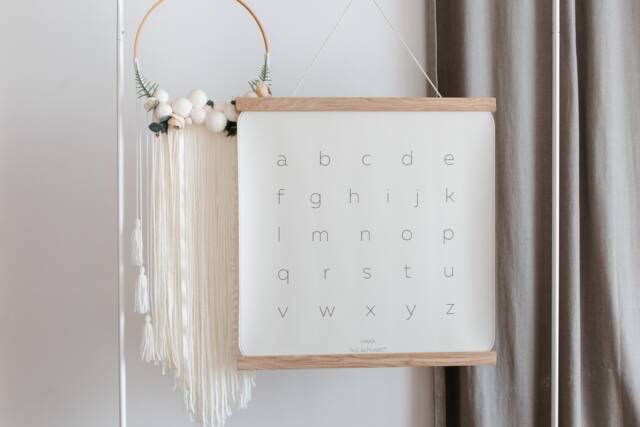 Lowercase Letters, Alphabet Hanging Canvas, Nursery Wall Hanging, Poster - image 1