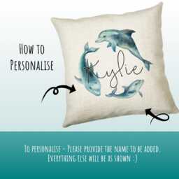 Personalised Dolphin Cushion Gift Printed Name Design Sealife Throw Pillow For Mum Dad Friend Bedroom Birthday Cs151 - thumbnail 3