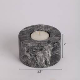 Handmade Nero Picasso Marble Candlestick Black & White Candle Holder - thumbnail 4