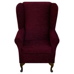 Handmade Claret Boucle High Back Armchair Red Fireside Wing Accent Chair - thumbnail 2
