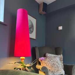 Cerise Pink Velvet Cone Lampshade, Extra Tall Design - thumbnail 1