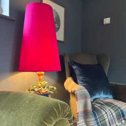 Cerise Pink Velvet Cone Lampshade, Extra Tall Design - thumbnail 3