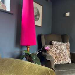 Cerise Pink Velvet Cone Lampshade, Extra Tall Design - thumbnail 2