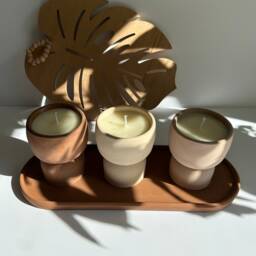 Handmade Jesmonite Candle Earthy Scandinavian Home Decor - thumbnail 3