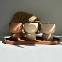 Handmade Jesmonite Candle Earthy Scandinavian Home Decor - thumbnail 2