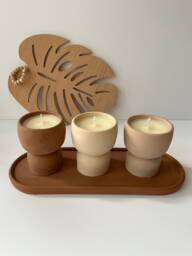 Handmade Jesmonite Candle Earthy Scandinavian Home Decor - thumbnail 1
