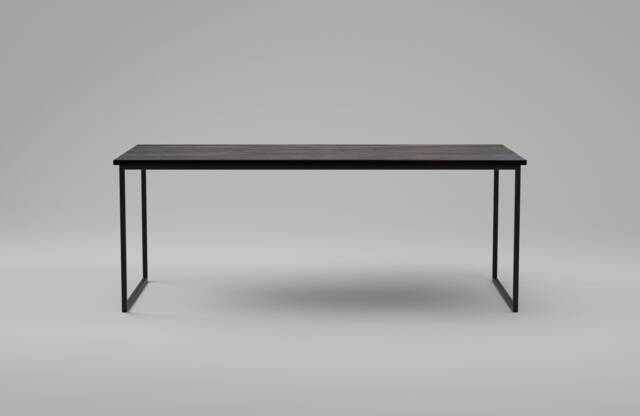 Minimalist Natural Oak Dining/Writing Table Basic Black. Top-Quality Black Steel Frame. Solid Wood Dark Desk. Scandinavian Style Furniture - image 1