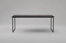 Minimalist Natural Oak Dining/Writing Table Basic Black. Top-Quality Black Steel Frame. Solid Wood Dark Desk. Scandinavian Style Furniture - thumbnail 1