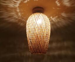 Hand Woven Bamboo Flush Mount Light Fixture