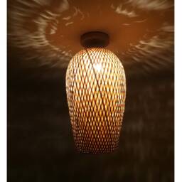 Hand Woven Bamboo Flush Mount Light Fixture - thumbnail 2