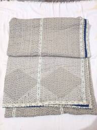 Gift For Her Indian Cotton Kantha Quilt Bedding Bedcover Queen Size Bohemian Bedspread Coverlet - thumbnail 1