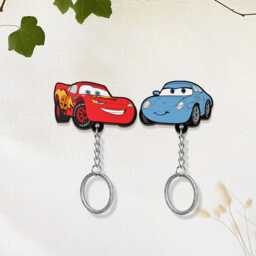 Personalized Cars Movie Couple Keychain Holder, Lightning Mcqueen & Sally Key, Hanger For Wall Hanging, Perfect Home Decor - thumbnail 3